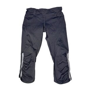 Lululemon Run Turbo Crop Leggings Black Ruched Reflective Womens Size 4